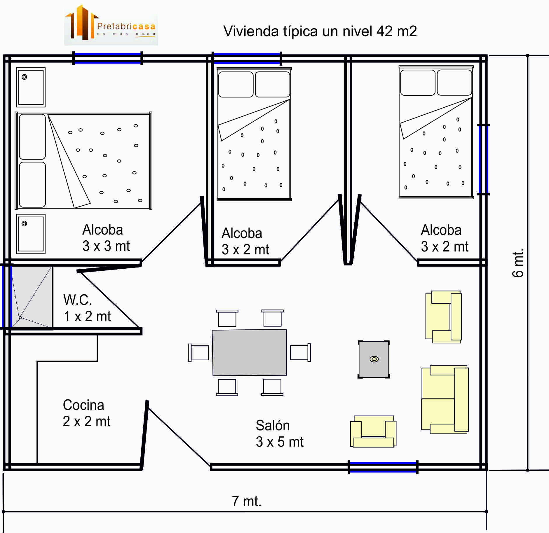 Introducir 56+ imagen planos casas prefabricadas 42m2